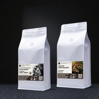 Pack de Especialidad "Huila & Esmeralda" – Origen Colombia | Exotic Varietal Geisha Híbrido 125gr & Pitalito Caturra 250gr