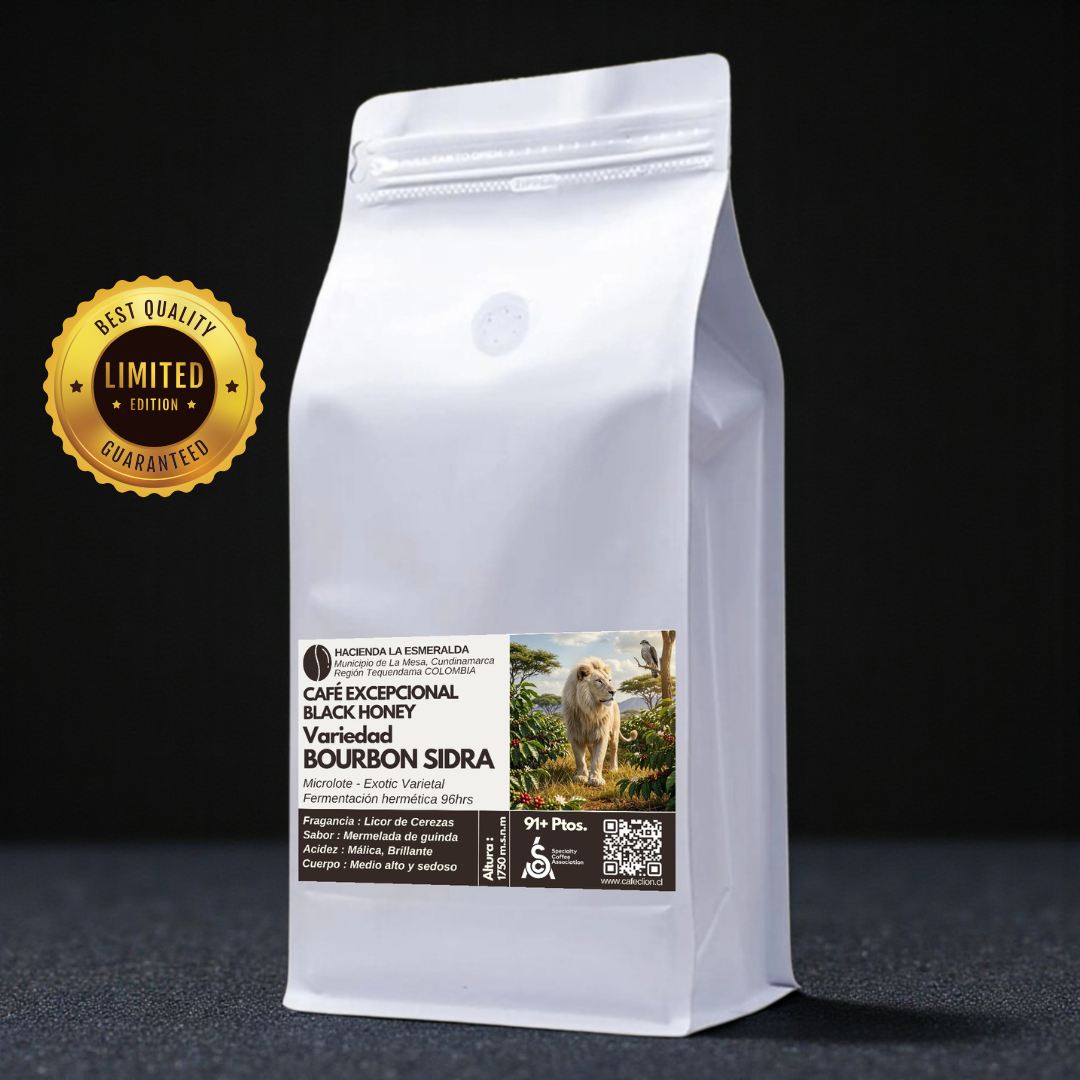 Café Excepcional Black Honey – Variedad Bourbon Sidra 'Exotic Varietal' Microlote Fermentado 91+ Ptos