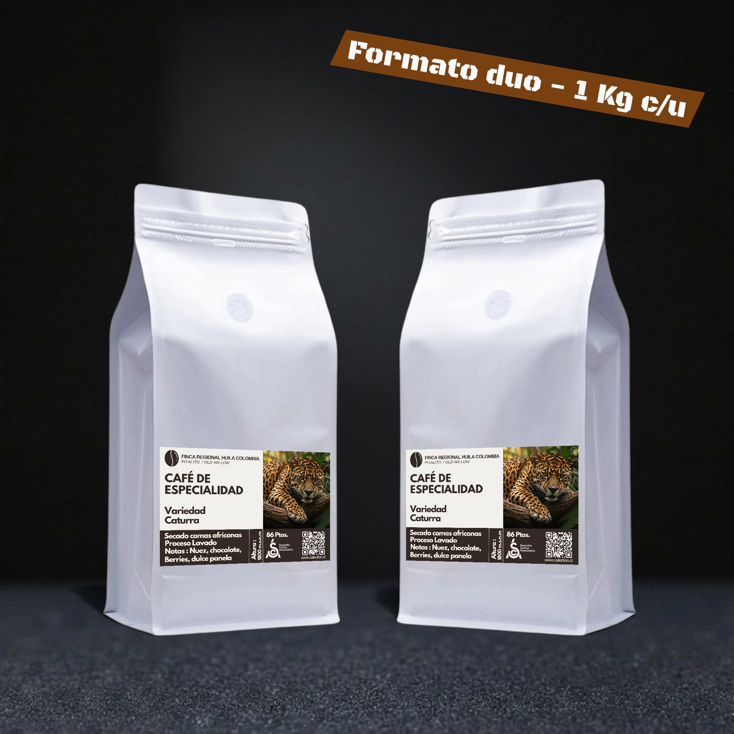Pack Dúo 1 Kg c/u Origen Colombia - Pitalito Huila | Variedad Castillo Caturra
