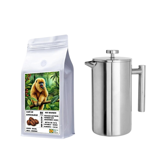 Pack Café de Especialidad Origen Brasil - Red Bourbon + Prensa Francesa 800ml