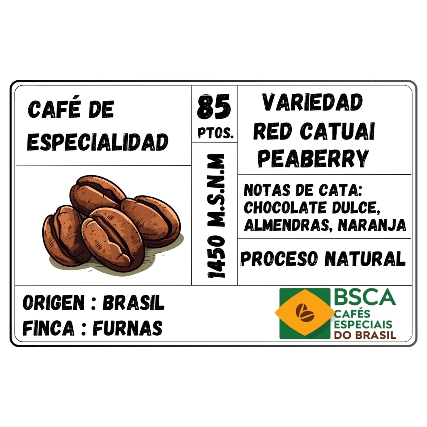 Brasil Red Catuai Peaberry 4kg - Café de Especialidad 85pts | Formato PYME