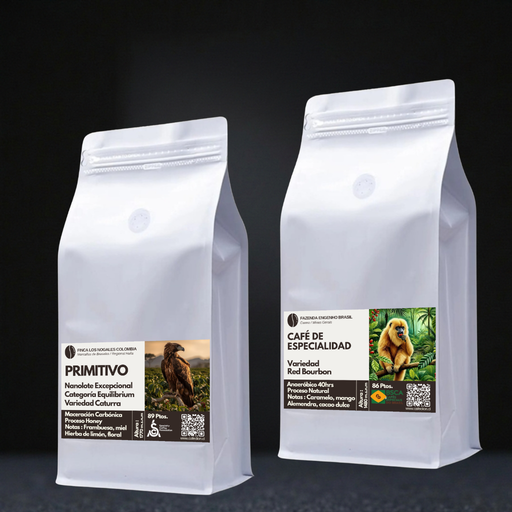 Pack Alquimia Silvestre de Especialidad: Origen Colombia & Brasil | Variedad Red Bourbon & Equilibrum 250grs c/u