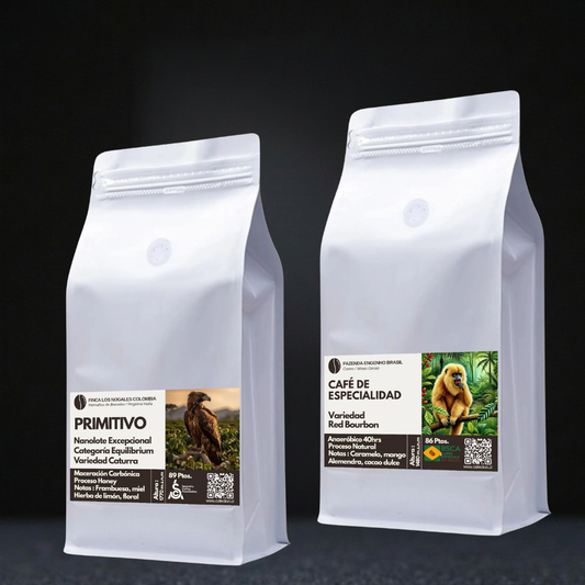 Pack Legado Indómito de Especialidad: Origen Colombia & Brasil | Variedad Red Bourbon & Equilibrum 250grs c/u