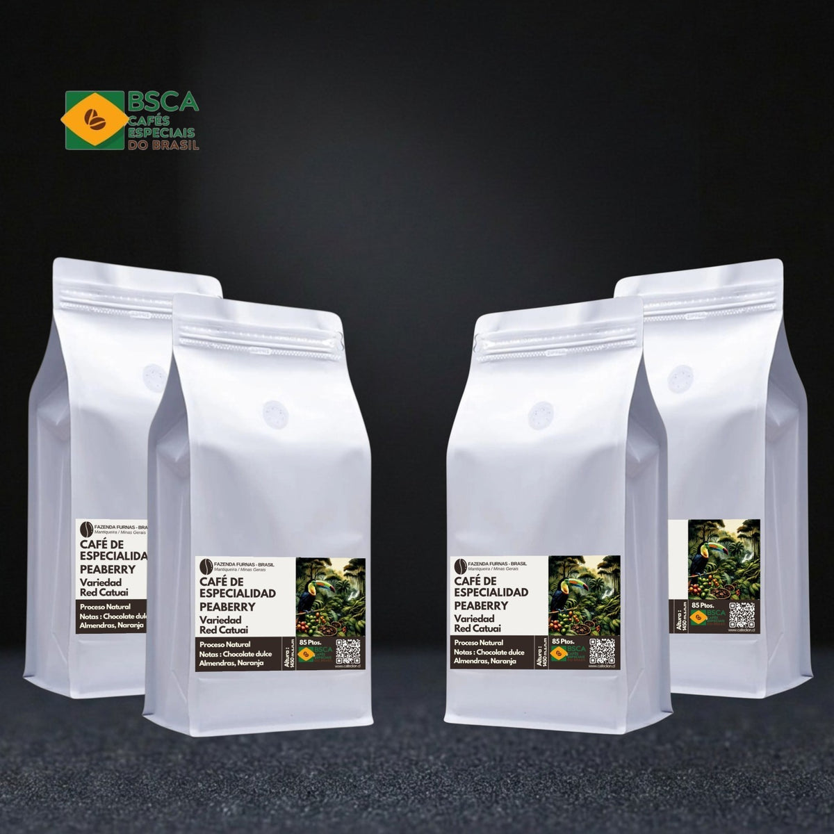 Café de Especialidad Origen Brasil, Variedad Peaberry - Red Catuai 85pts BSCA | 4kg Formato PYME