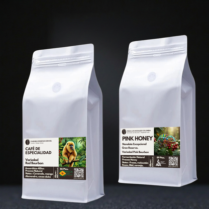 Pack Dúo Ancestral: Origen Colombia & Brasil | Variedad Red Bourbon & Rosado 250grs c/u